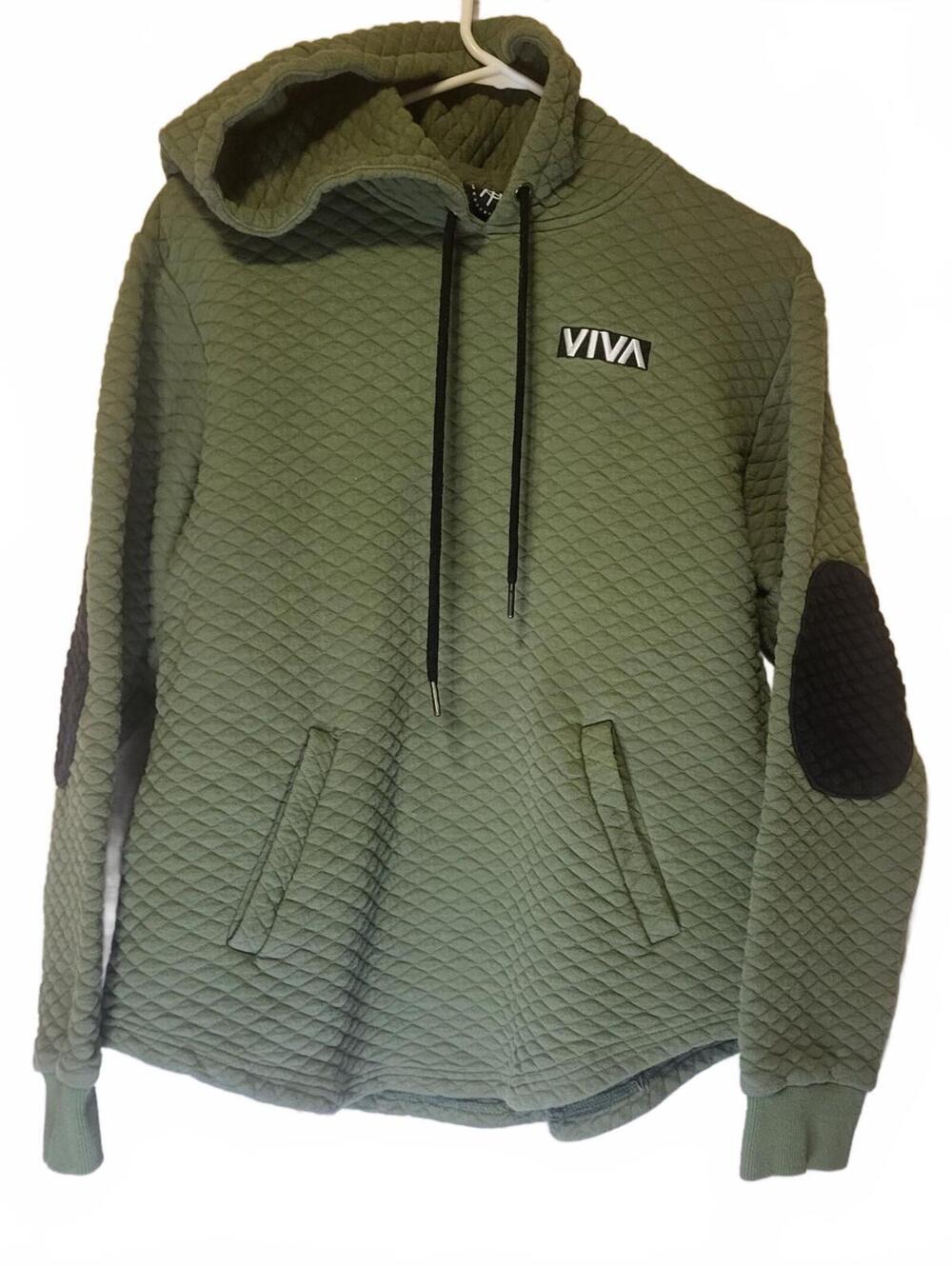Barstool Sports VIVA Men’s Large Green Quilted Pullover Hoodie Elbow Patches